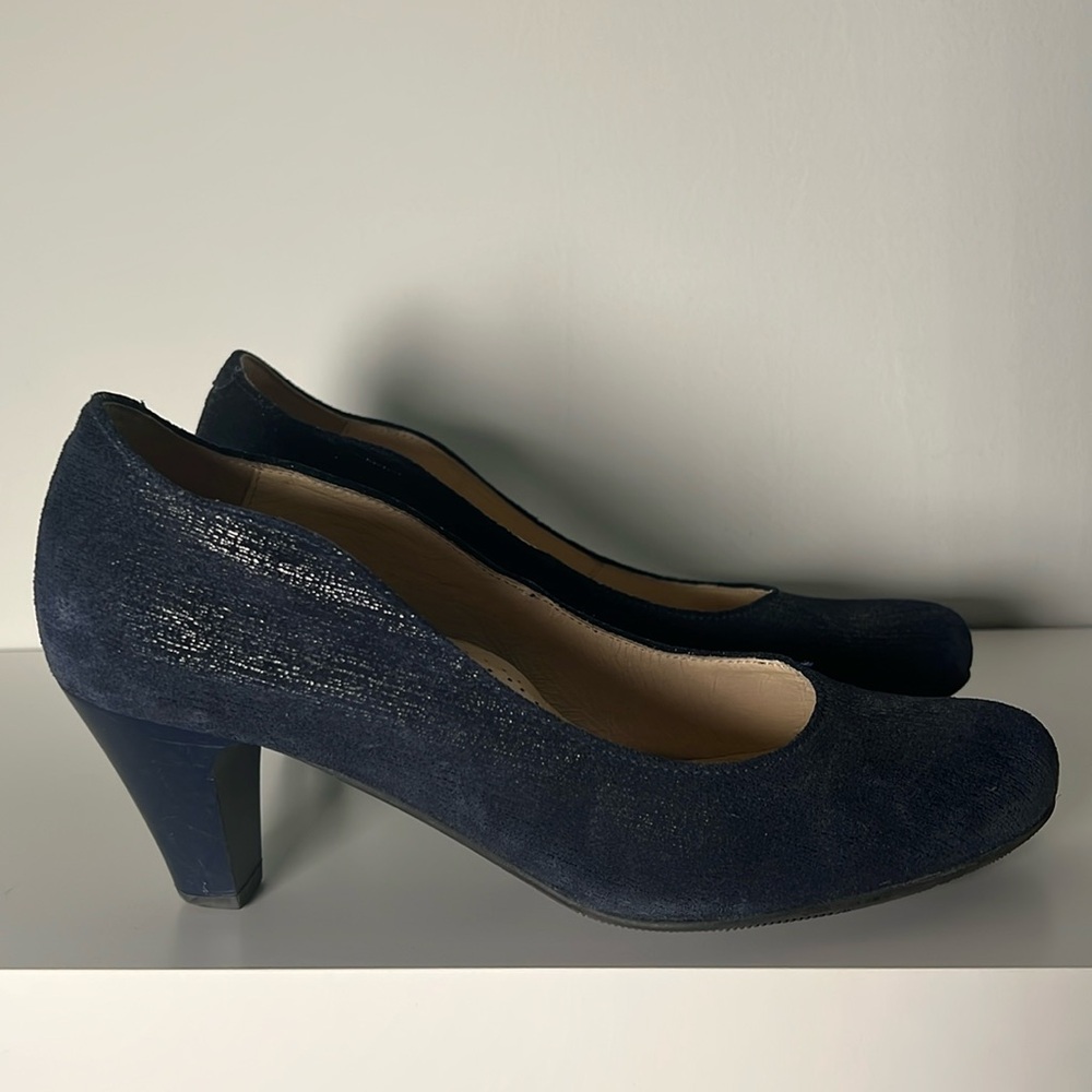 Shoe Embassy, leather navy blue with sparkle, EU 38 / US 8